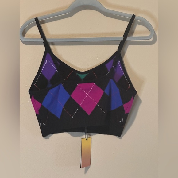 Le Superbe Argyle Sweater Cami Set in Black NWT Size Large - Picture 8 of 12